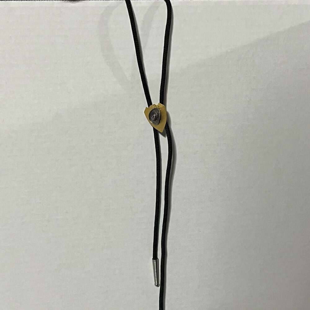Vintage Handcrafted Gold Tone Shield and Silver Tone Cowboy Hat Bolo Tie